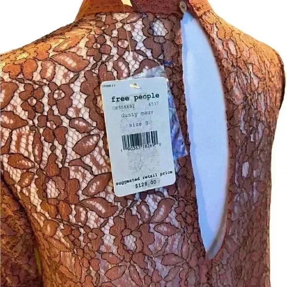FREE PEOPLE Secret Origins Lace Tunic Dusty Mauve Size Small New With Tags - Picture 9 of 10